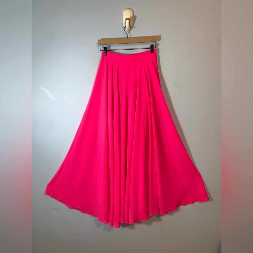 Aura Bright hot Pink flowy maxi Skirt chiffon size medium fancy formal